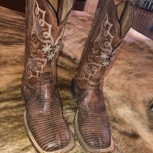 Tony lama tri toned lizard skin boots
